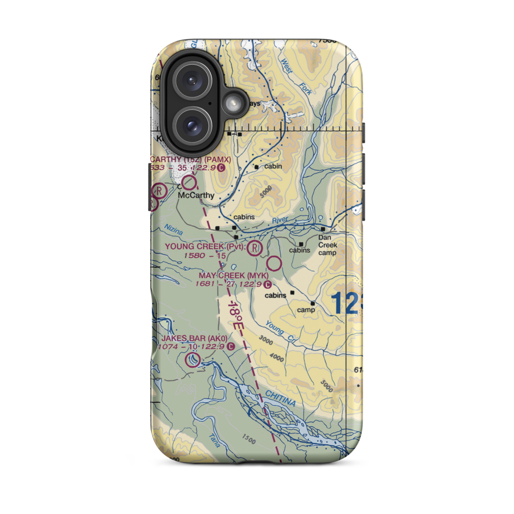 Young Creek Airport (0AK5) VFR Sectional  Tough iPhone Case iPhone 16 Plus model shown