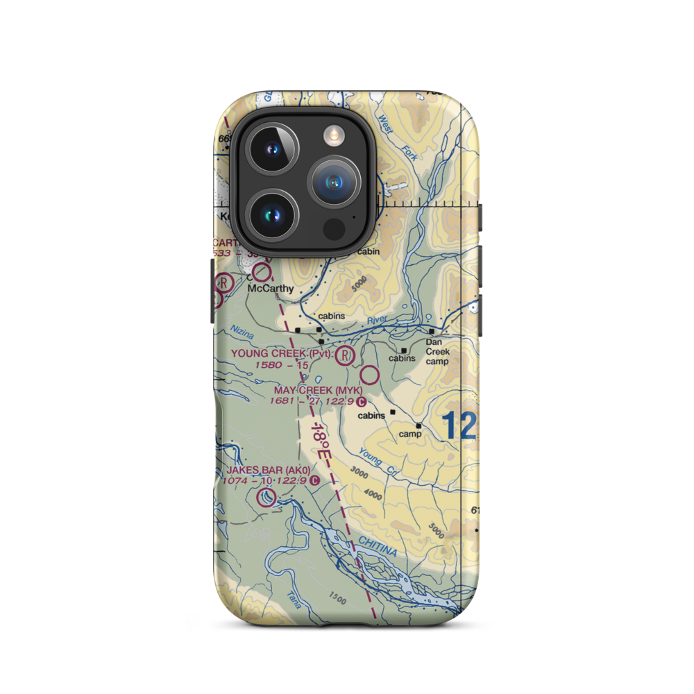 Young Creek Airport (0AK5) VFR Sectional  Tough iPhone Case iPhone 16 Pro model shown