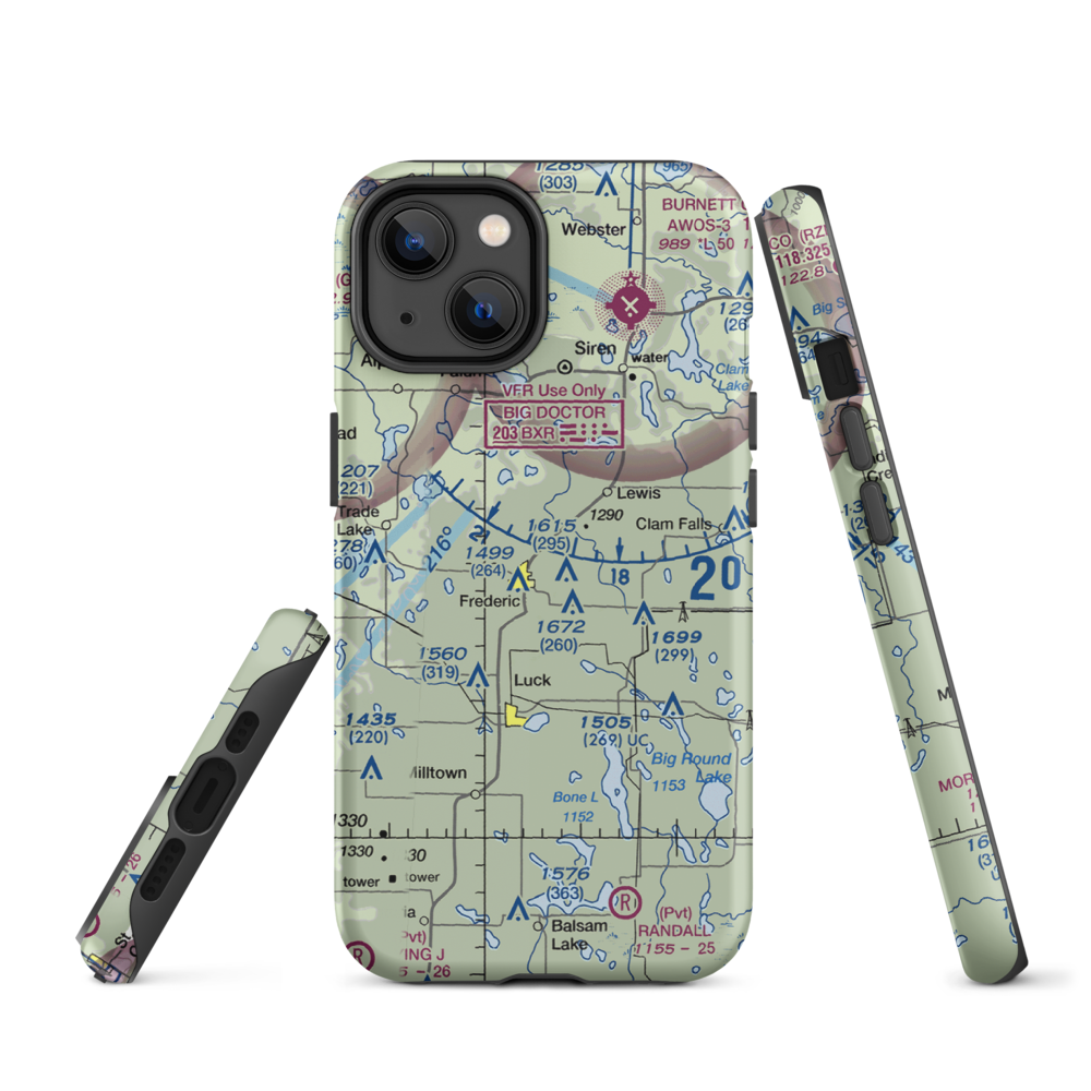 Young Private Airport (06WI) VFR Sectional  Tough iPhone Case iPhone 14 model shown