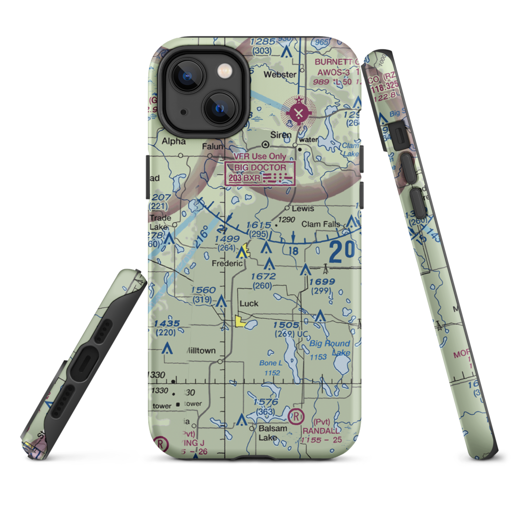 Young Private Airport (06WI) VFR Sectional  Tough iPhone Case iPhone 14 Plus model shown
