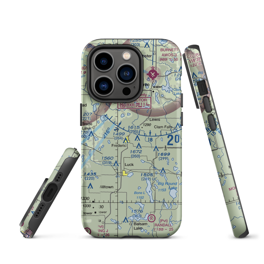 Young Private Airport (06WI) VFR Sectional  Tough iPhone Case iPhone 14 Pro model shown