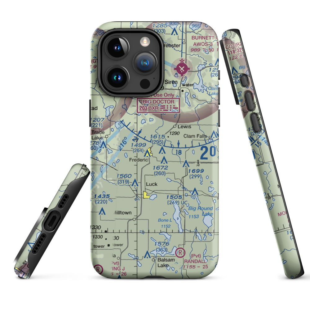 Young Private Airport (06WI) VFR Sectional  Tough iPhone Case iPhone 15 Pro Max model shown