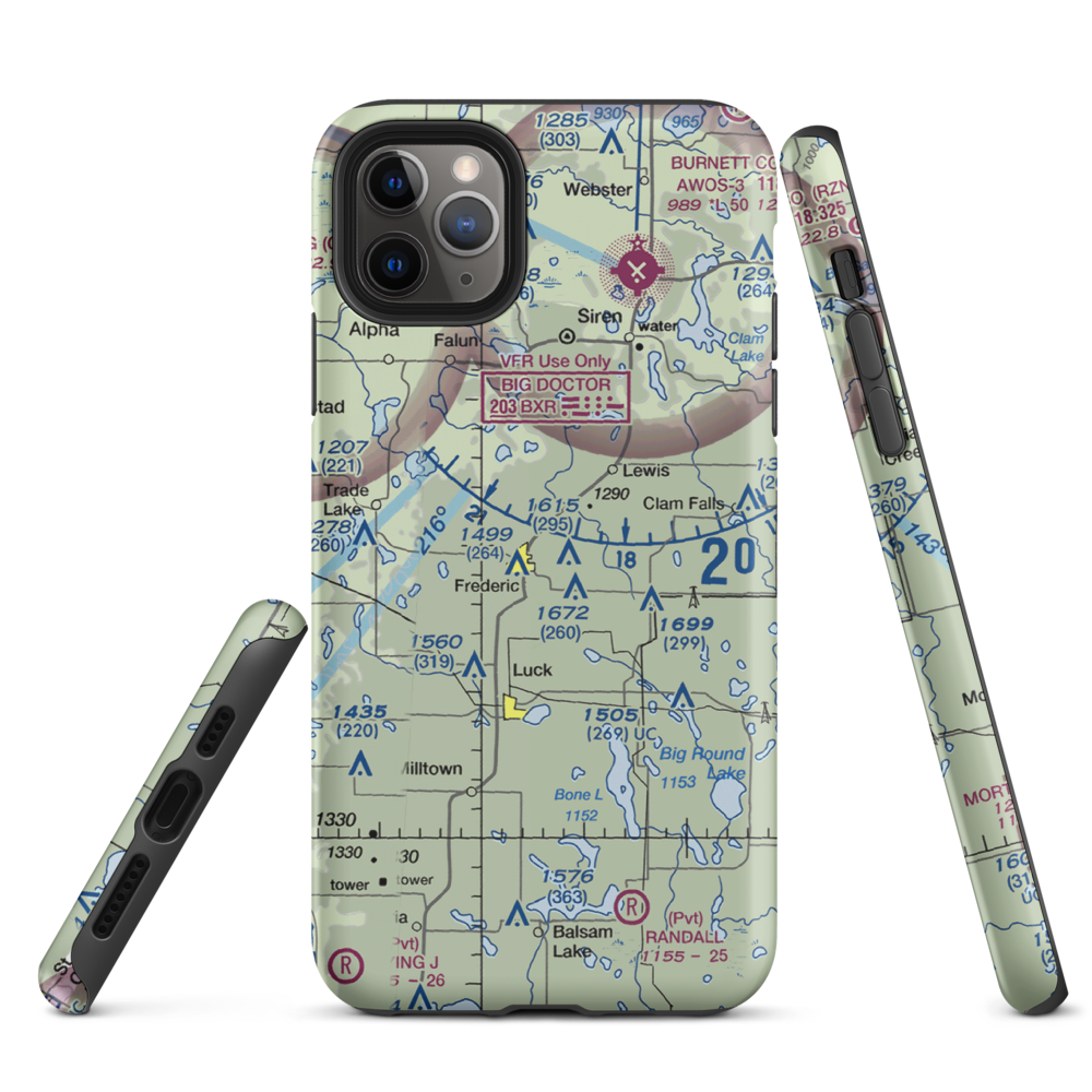Young Private Airport (06WI) VFR Sectional  Tough iPhone Case iPhone 11 Pro Max model shown