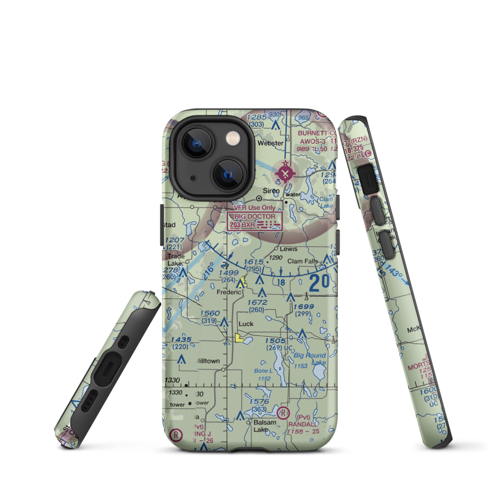Young Private Airport (06WI) VFR Sectional  Tough iPhone Case iPhone 13 mini model shown