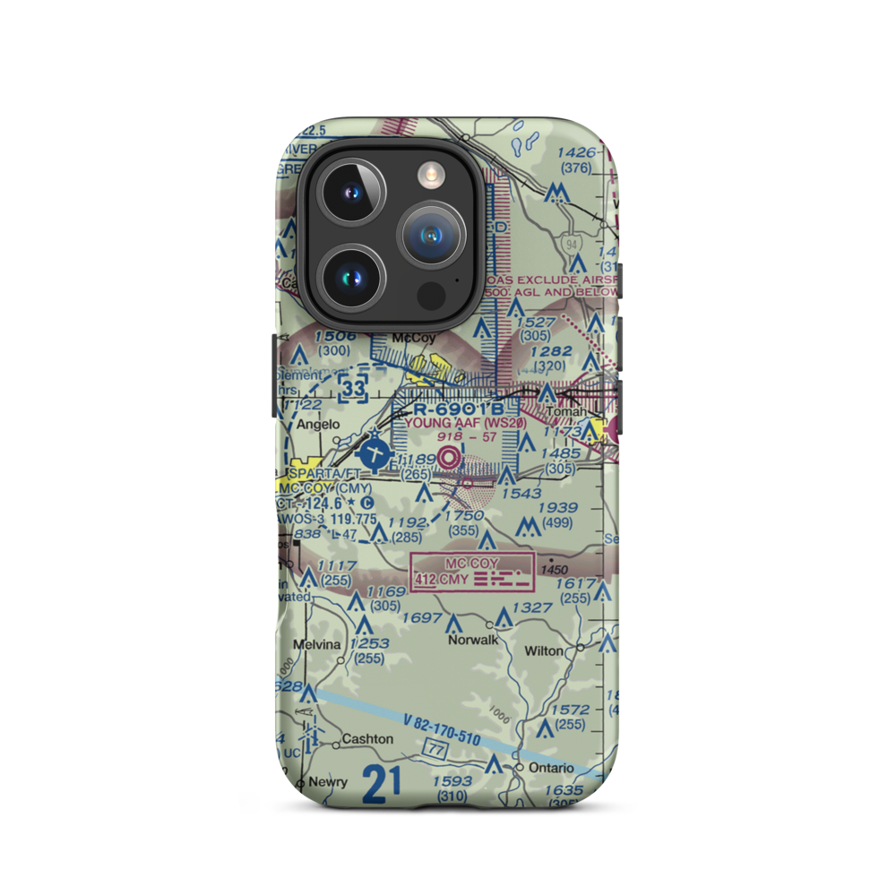 Young Tactical Landing Site Airport (WS20) VFR Sectional  Tough iPhone Case iPhone 16 Pro model shown