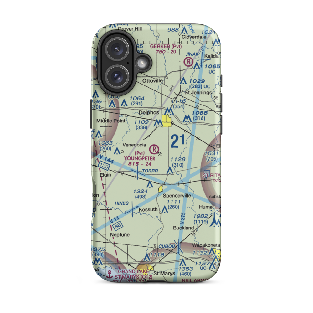 Youngpeter Airport (3OH6) VFR Sectional  Tough iPhone Case iPhone 16 Plus model shown