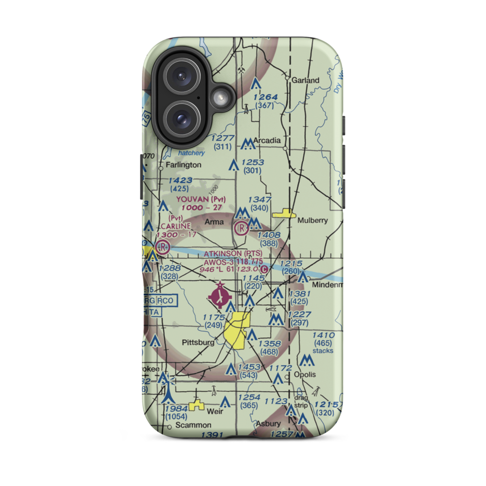 Youvan Airport (7KS3) VFR Sectional  Tough iPhone Case iPhone 16 Plus model shown