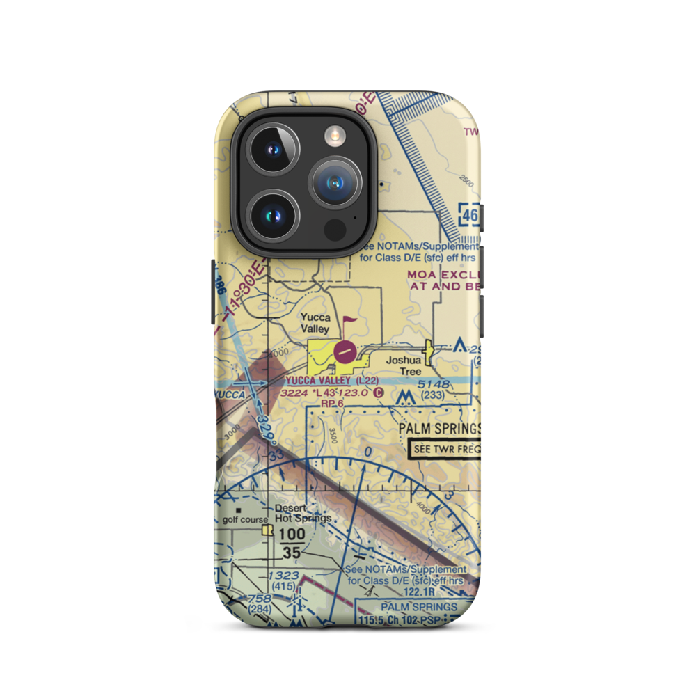 Yucca Valley Airport (L22) VFR Sectional  Tough iPhone Case iPhone 16 Pro model shown