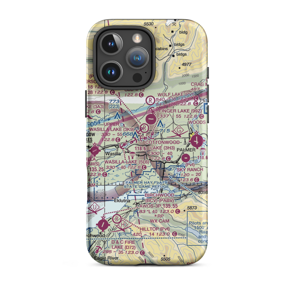 Yuknis Airport (23AK) VFR Sectional  Tough iPhone Case iPhone 16 Pro Max model shown