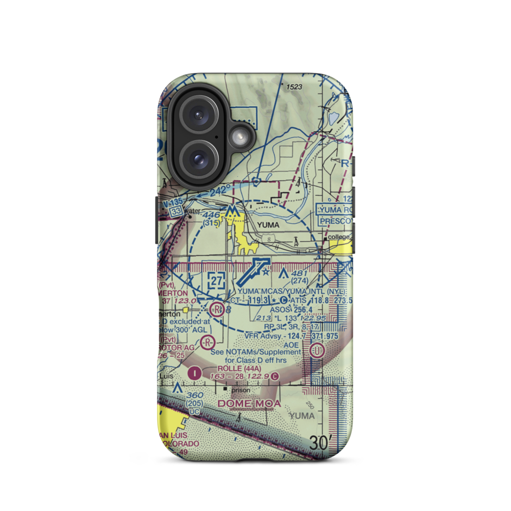 Yuma MCAS/Yuma International Airport (NYL) VFR Sectional  Tough iPhone Case iPhone 16 model shown