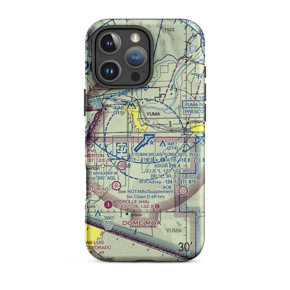 Yuma MCAS/Yuma International Airport (NYL) VFR Sectional  Tough iPhone Case iPhone 16 Pro Max model shown