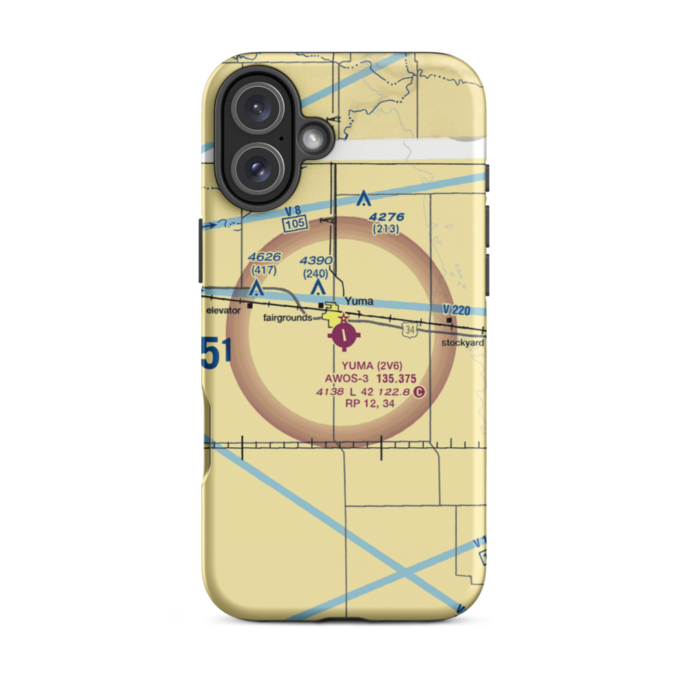 Yuma Municipal Airport (2V6) VFR Sectional  Tough iPhone Case iPhone 16 Plus model shown