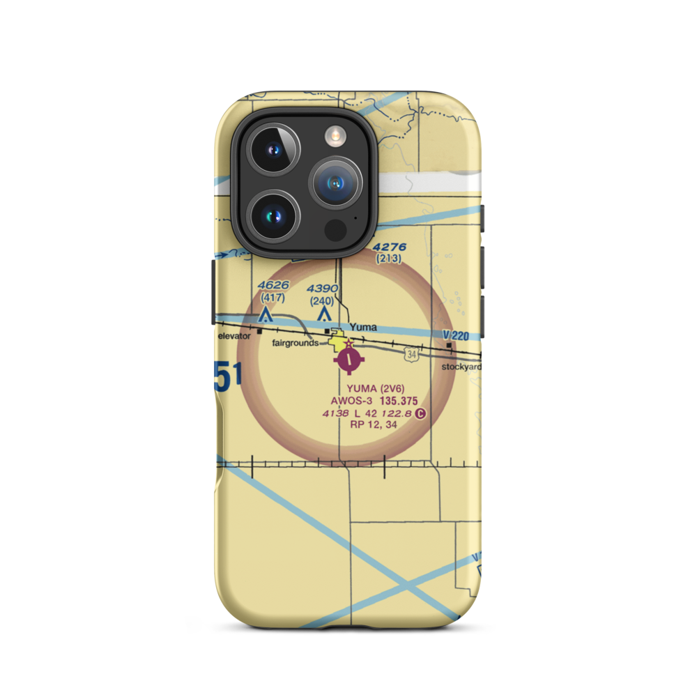 Yuma Municipal Airport (2V6) VFR Sectional  Tough iPhone Case iPhone 16 Pro model shown