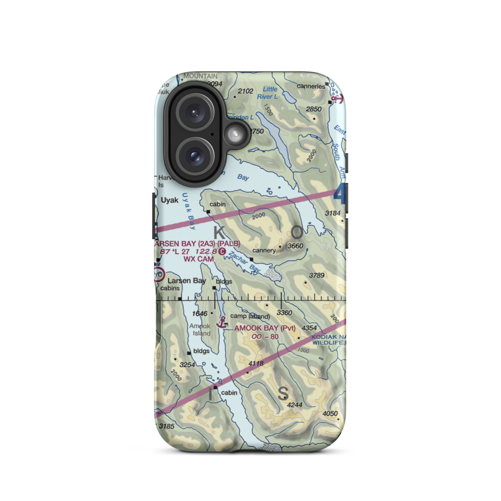 Zachar Bay Seaplane Base (KZB) VFR Sectional  Tough iPhone Case iPhone 16 model shown