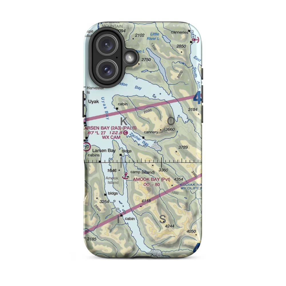 Zachar Bay Seaplane Base (KZB) VFR Sectional  Tough iPhone Case iPhone 16 Plus model shown