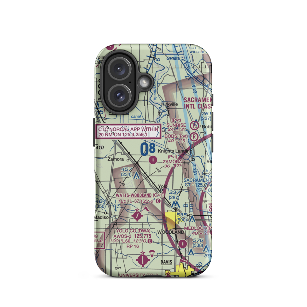 Zamora Airport (97CA) VFR Sectional  Tough iPhone Case iPhone 16 model shown