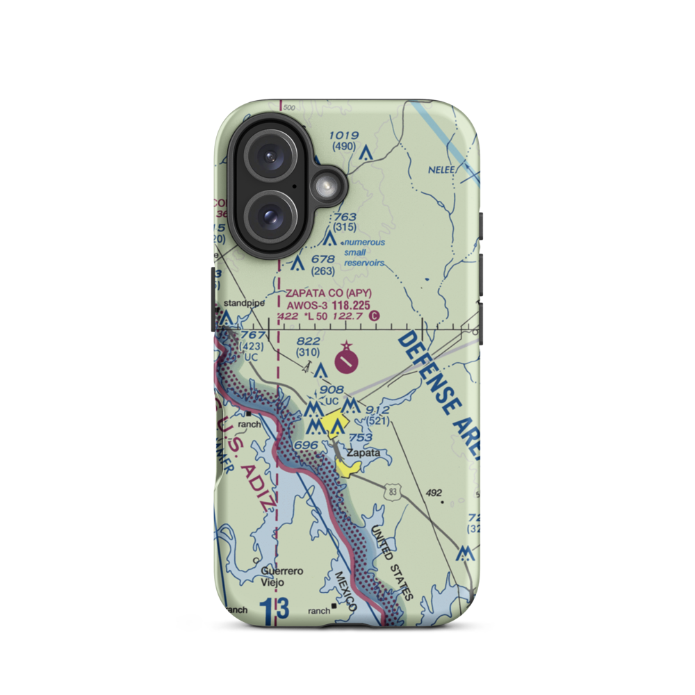 Zapata County Airport (APY) VFR Sectional  Tough iPhone Case iPhone 16 model shown
