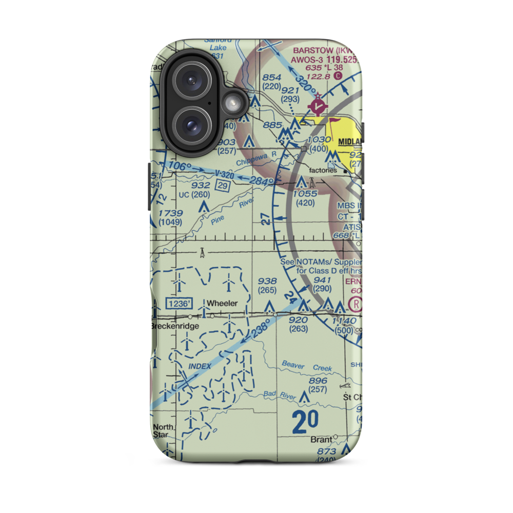Zeitler Airport (MI55) VFR Sectional  Tough iPhone Case iPhone 16 Plus model shown