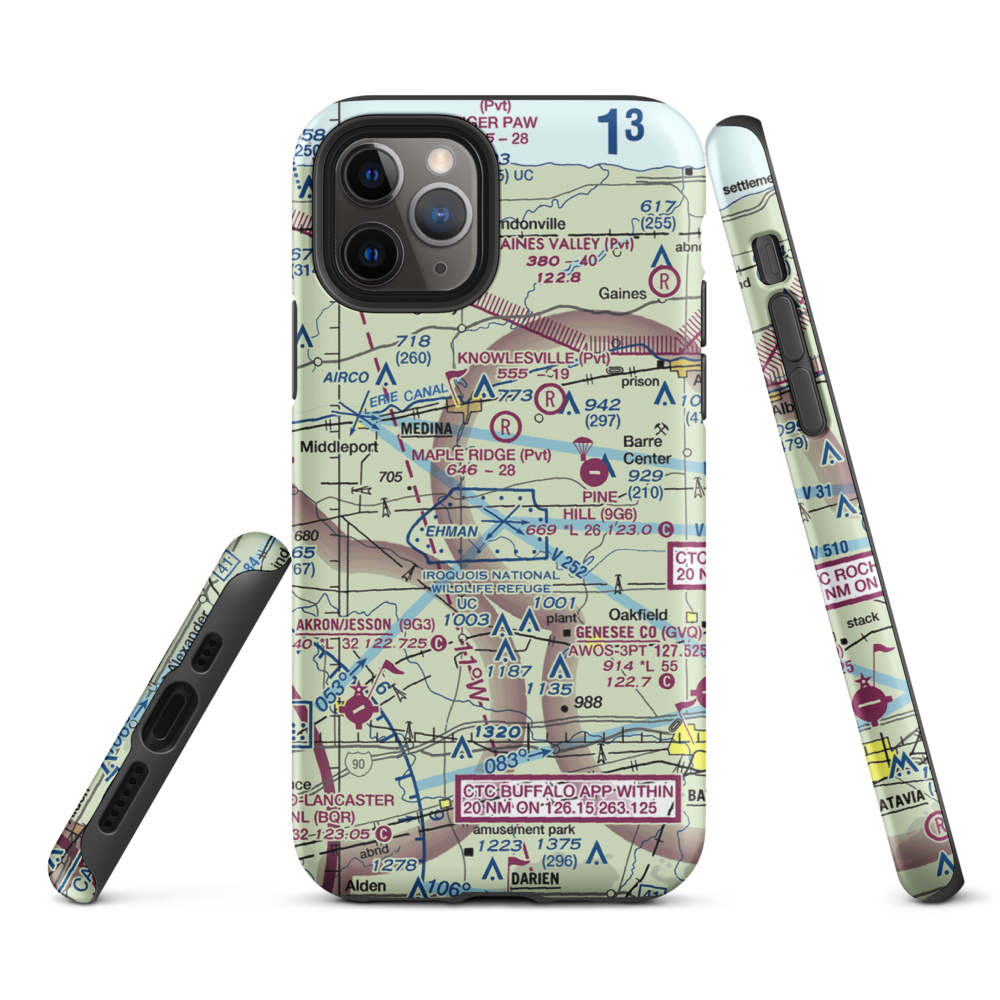 Zelazny Airport (88NY) VFR Sectional  Tough iPhone Case iPhone 11 Pro model shown