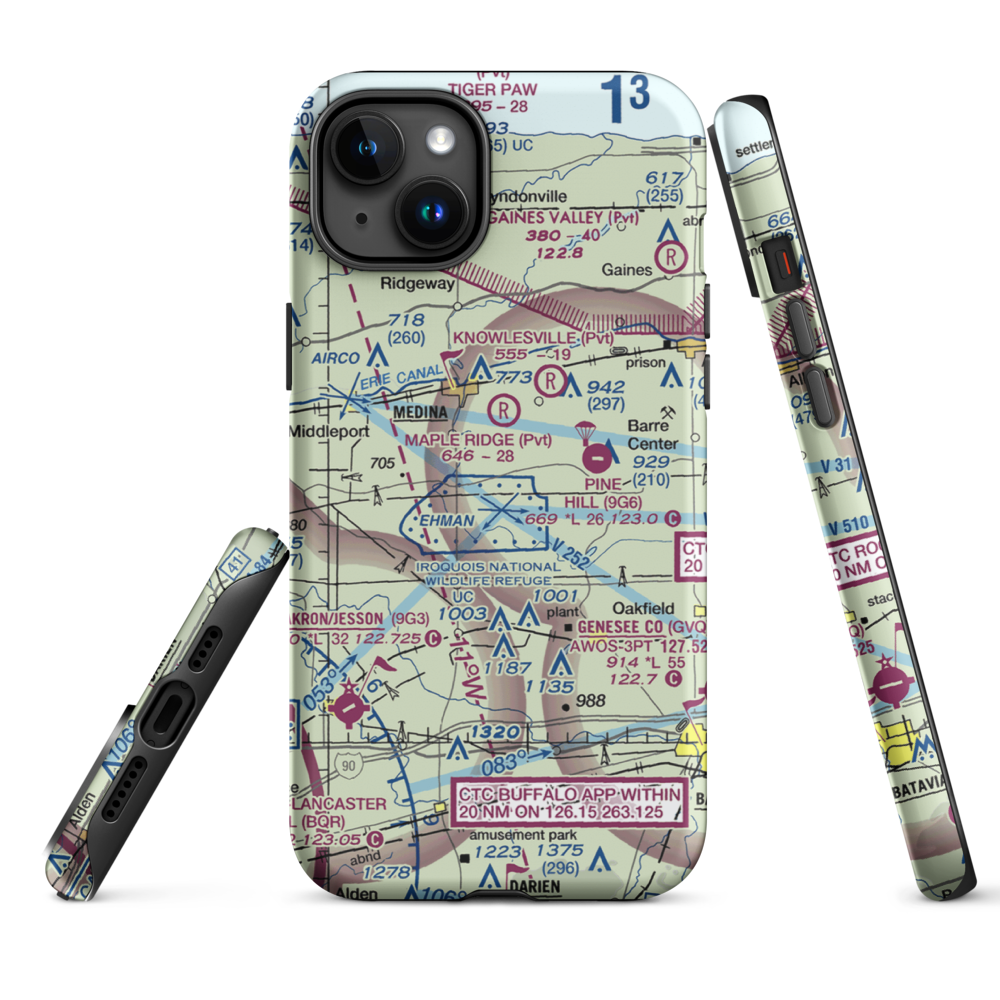 Zelazny Airport (88NY) VFR Sectional  Tough iPhone Case iPhone 15 Plus model shown