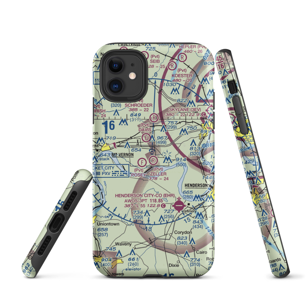 Zeller Elev County Airport (IN23) VFR Sectional  Tough iPhone Case iPhone 11 model shown