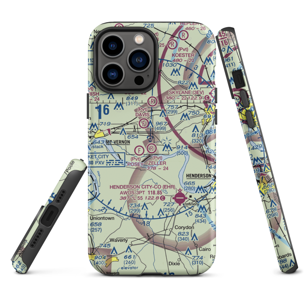 Zeller Elev County Airport (IN23) VFR Sectional  Tough iPhone Case iPhone 13 Pro Max model shown