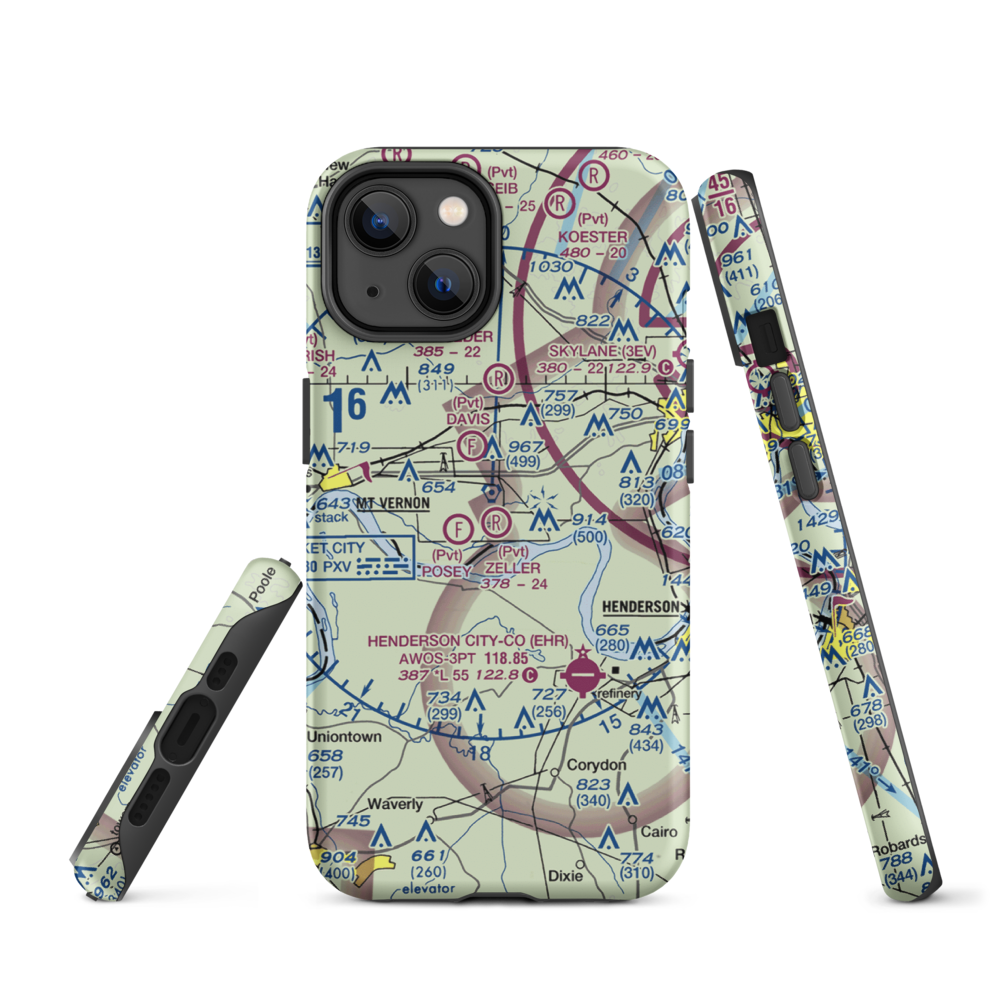 Zeller Elev County Airport (IN23) VFR Sectional  Tough iPhone Case iPhone 14 model shown