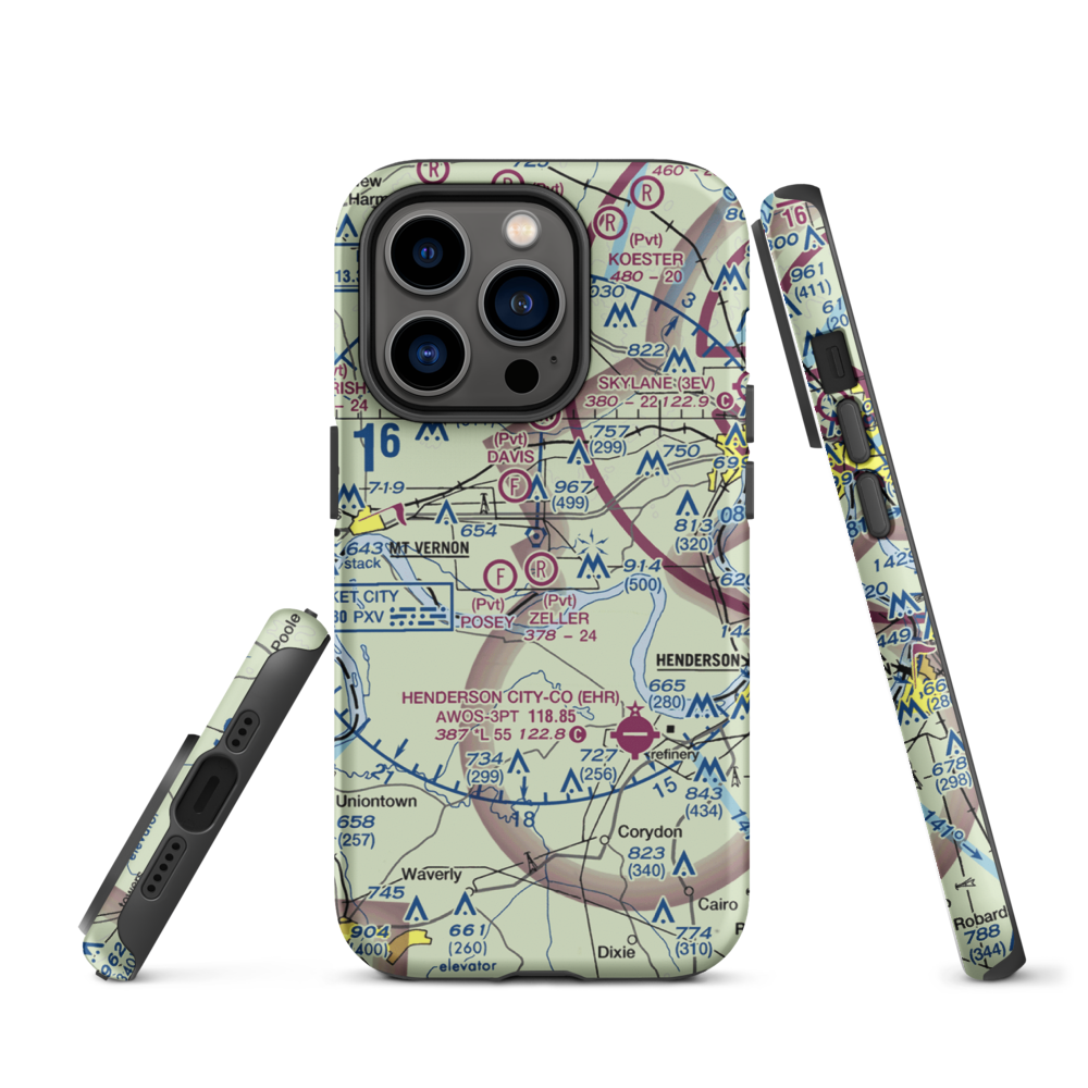 Zeller Elev County Airport (IN23) VFR Sectional  Tough iPhone Case iPhone 14 Pro model shown