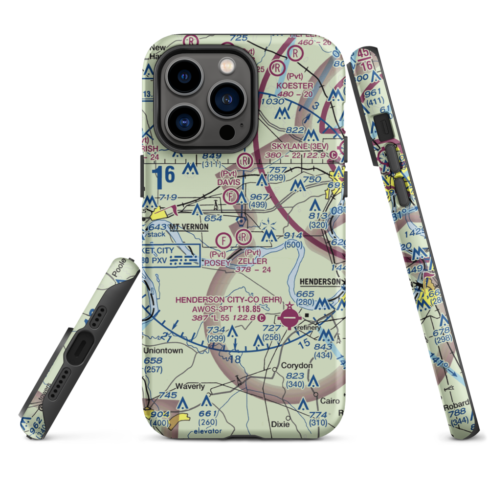 Zeller Elev County Airport (IN23) VFR Sectional  Tough iPhone Case iPhone 14 Pro Max model shown