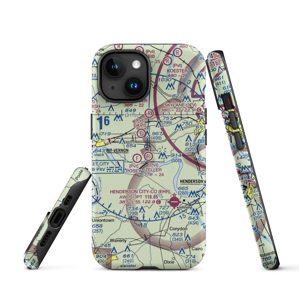 Zeller Elev County Airport (IN23) VFR Sectional  Tough iPhone Case iPhone 15 model shown