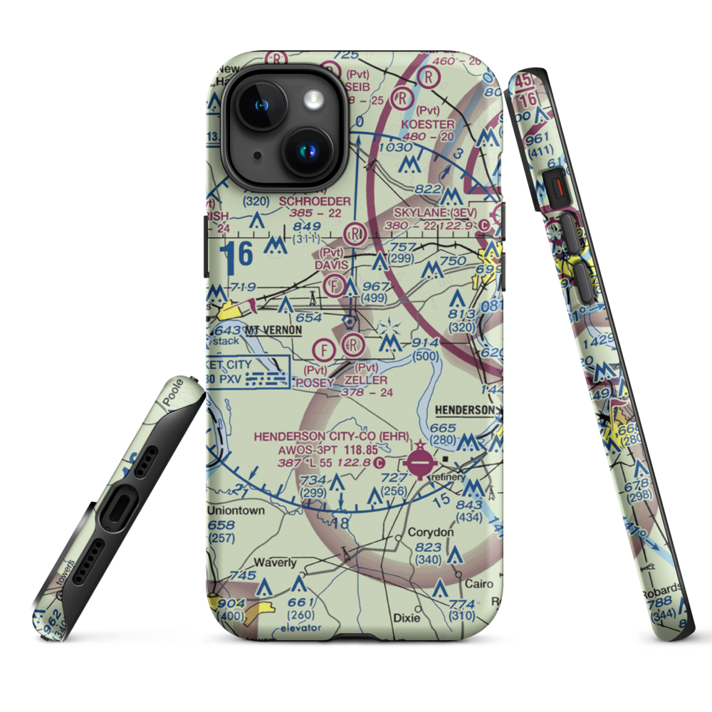 Zeller Elev County Airport (IN23) VFR Sectional  Tough iPhone Case iPhone 15 Plus model shown