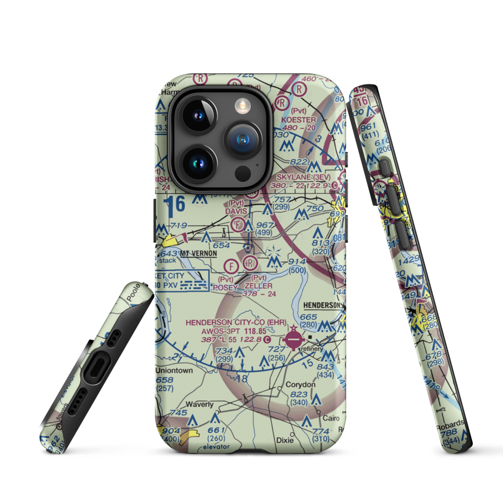 Zeller Elev County Airport (IN23) VFR Sectional  Tough iPhone Case iPhone 15 Pro model shown