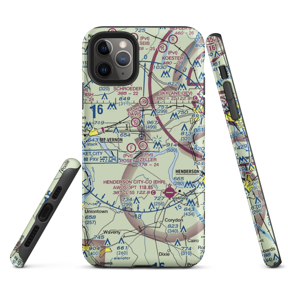 Zeller Elev County Airport (IN23) VFR Sectional  Tough iPhone Case iPhone 11 Pro Max model shown