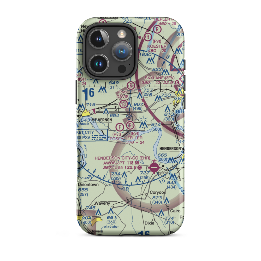 Zeller Elev County Airport (IN23) VFR Sectional  Tough iPhone Case iPhone 16 Pro Max model shown