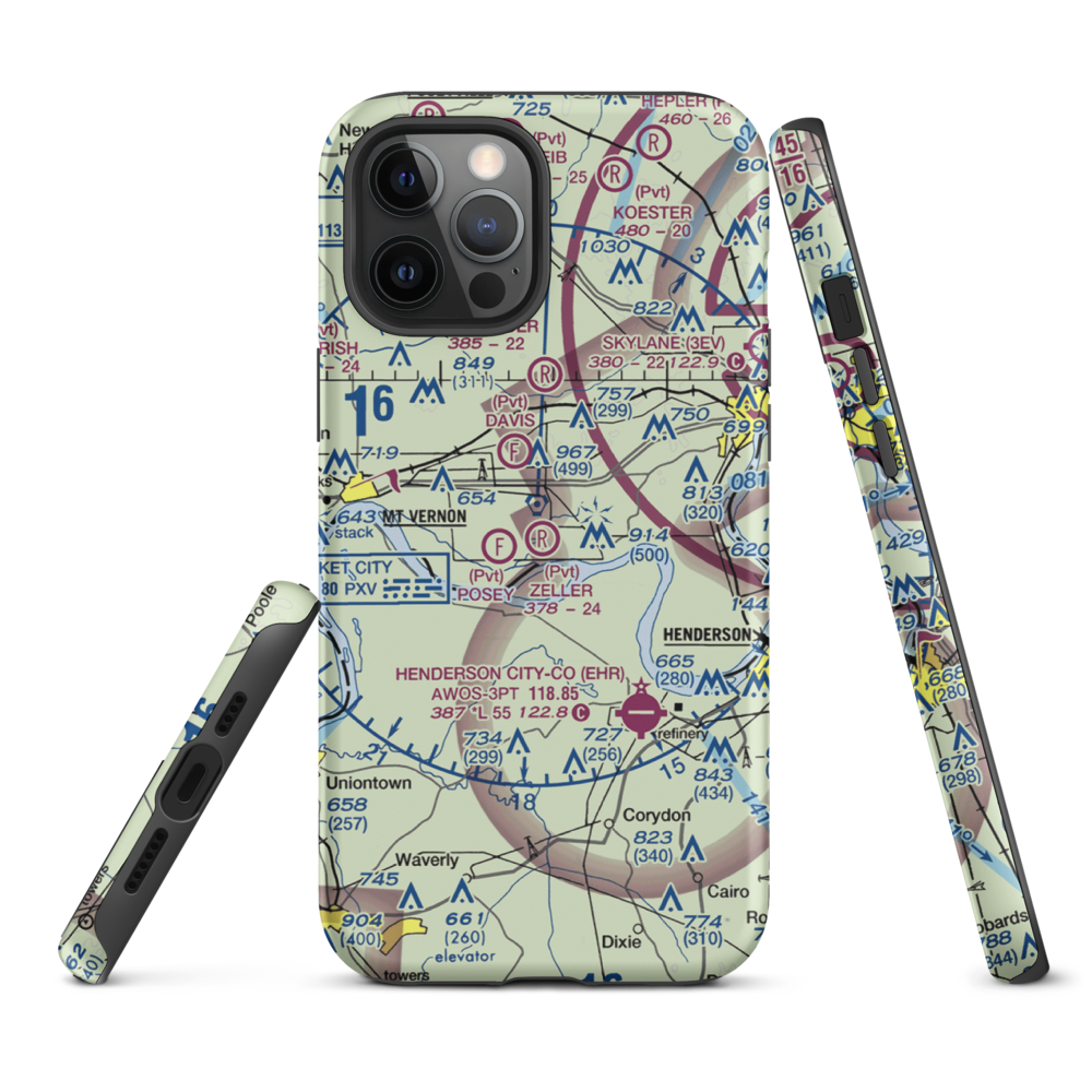 Zeller Elev County Airport (IN23) VFR Sectional  Tough iPhone Case iPhone 12 Pro Max model shown
