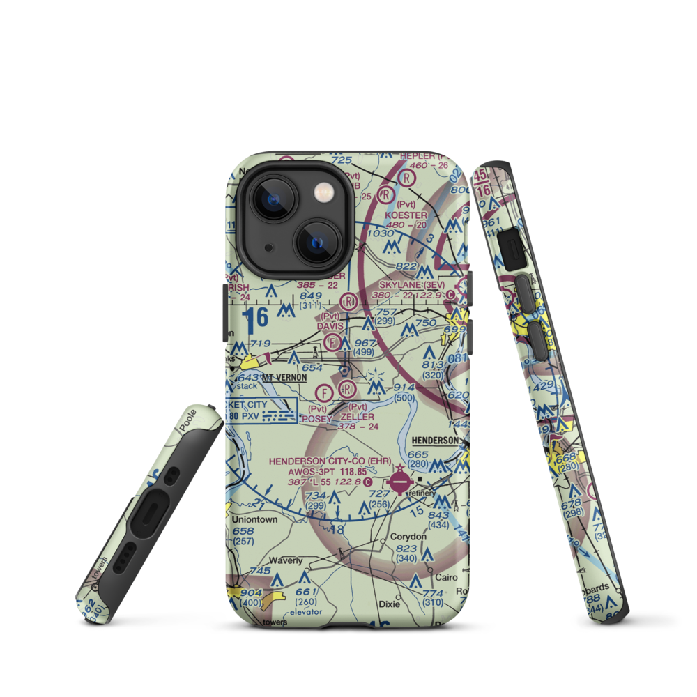 Zeller Elev County Airport (IN23) VFR Sectional  Tough iPhone Case iPhone 13 mini model shown