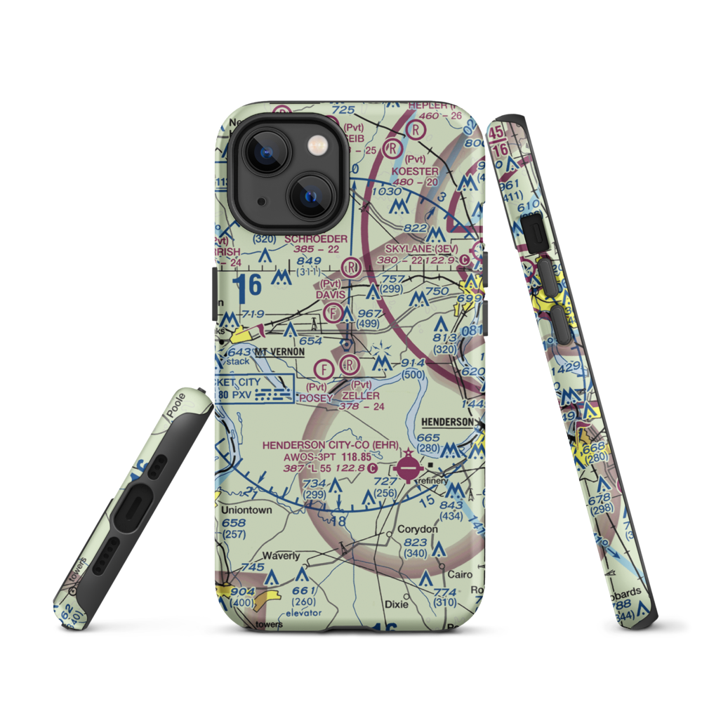Zeller Elev County Airport (IN23) VFR Sectional  Tough iPhone Case iPhone 13 model shown
