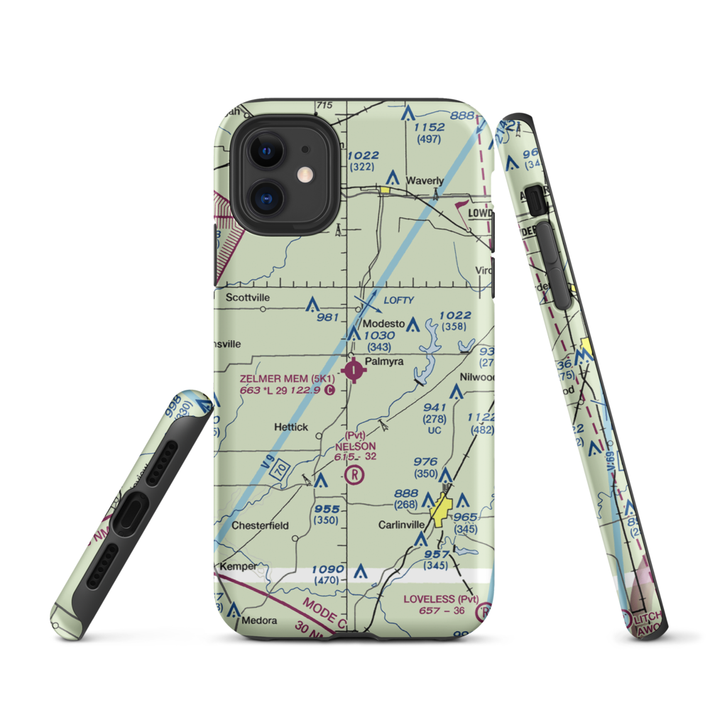 Zelmer Memorial Airpark Inc Airport (5K1) VFR Sectional  Tough iPhone Case iPhone 11 model shown