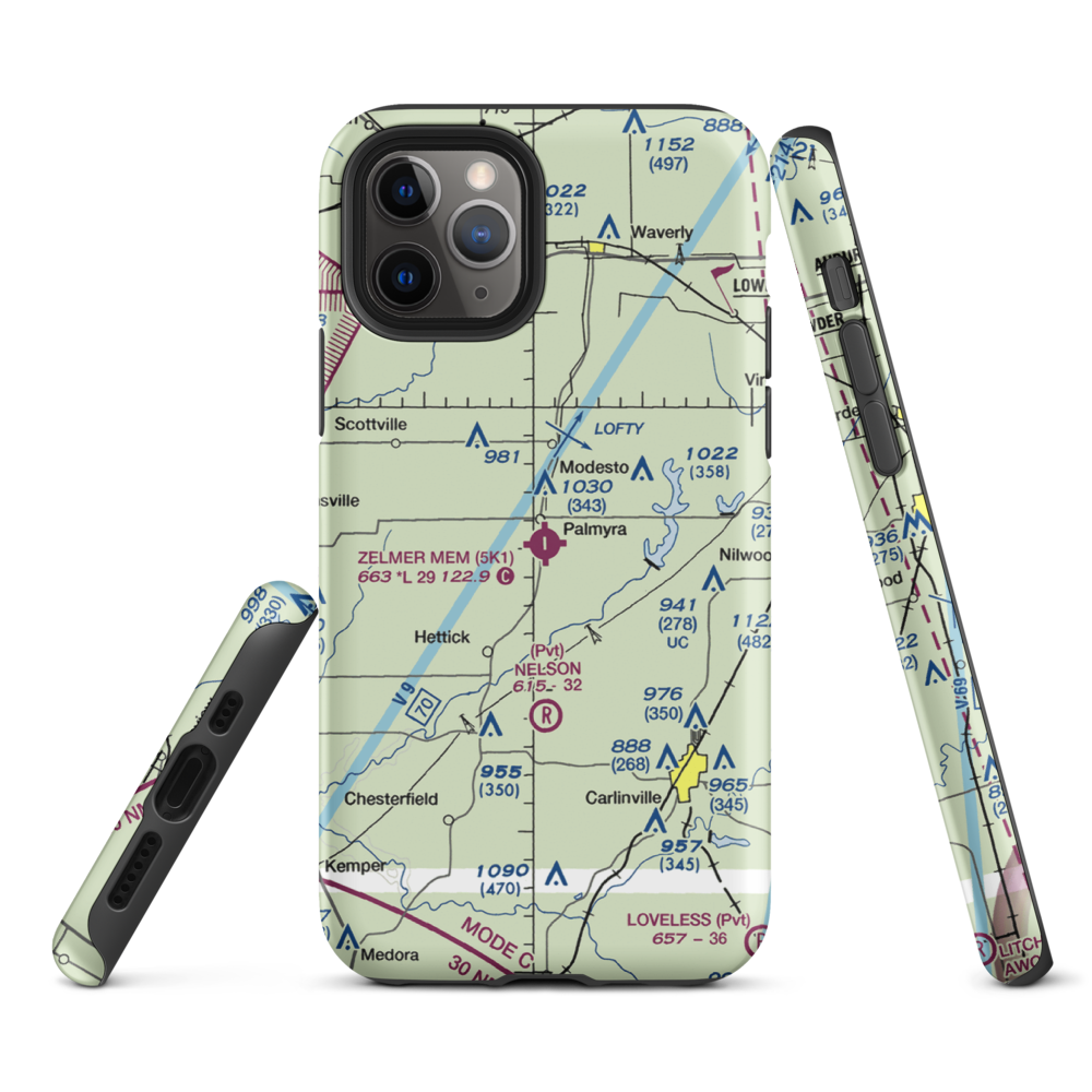 Zelmer Memorial Airpark Inc Airport (5K1) VFR Sectional  Tough iPhone Case iPhone 11 Pro model shown
