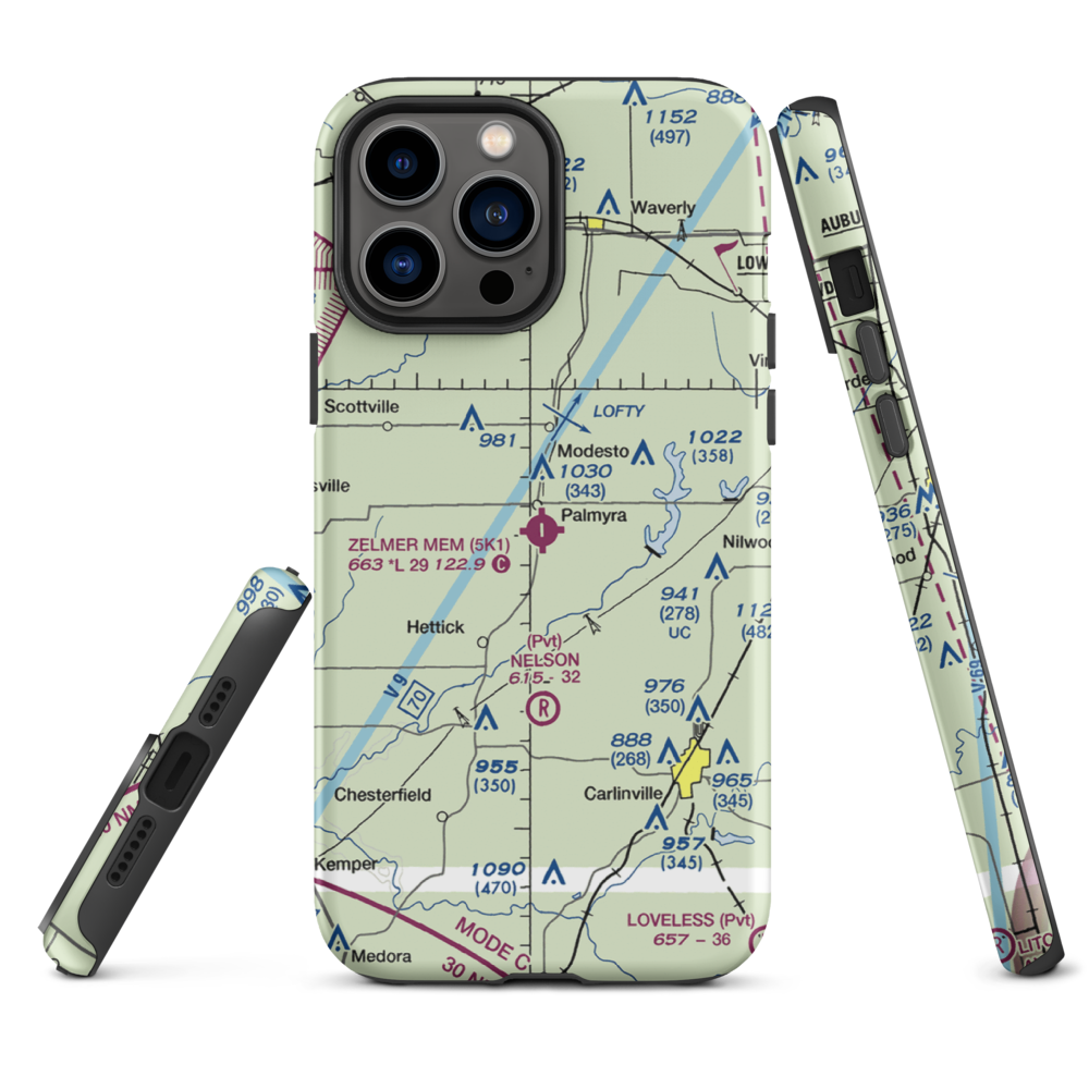 Zelmer Memorial Airpark Inc Airport (5K1) VFR Sectional  Tough iPhone Case iPhone 13 Pro Max model shown