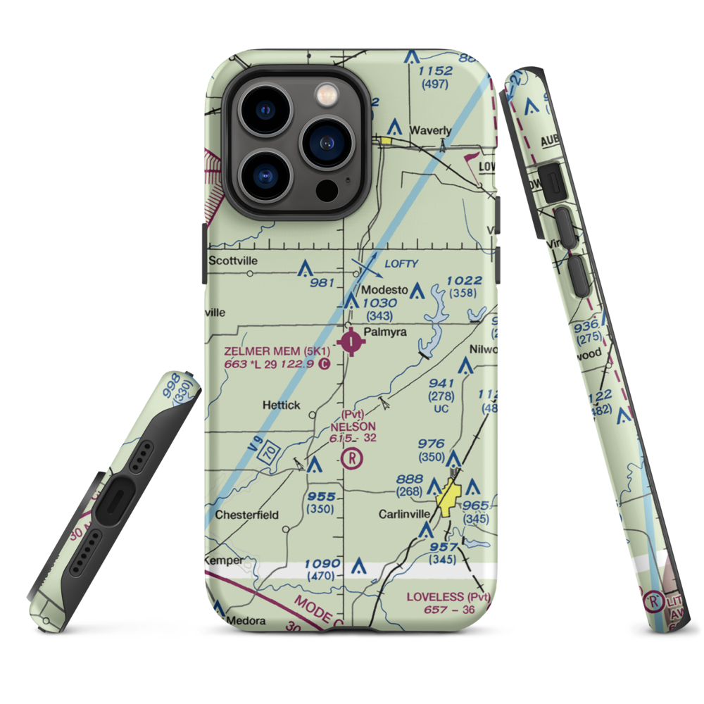Zelmer Memorial Airpark Inc Airport (5K1) VFR Sectional  Tough iPhone Case iPhone 14 Pro Max model shown