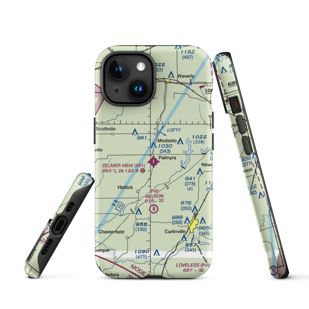 Zelmer Memorial Airpark Inc Airport (5K1) VFR Sectional  Tough iPhone Case iPhone 15 model shown
