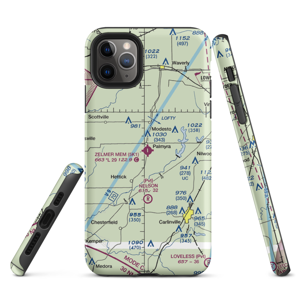 Zelmer Memorial Airpark Inc Airport (5K1) VFR Sectional  Tough iPhone Case iPhone 11 Pro Max model shown
