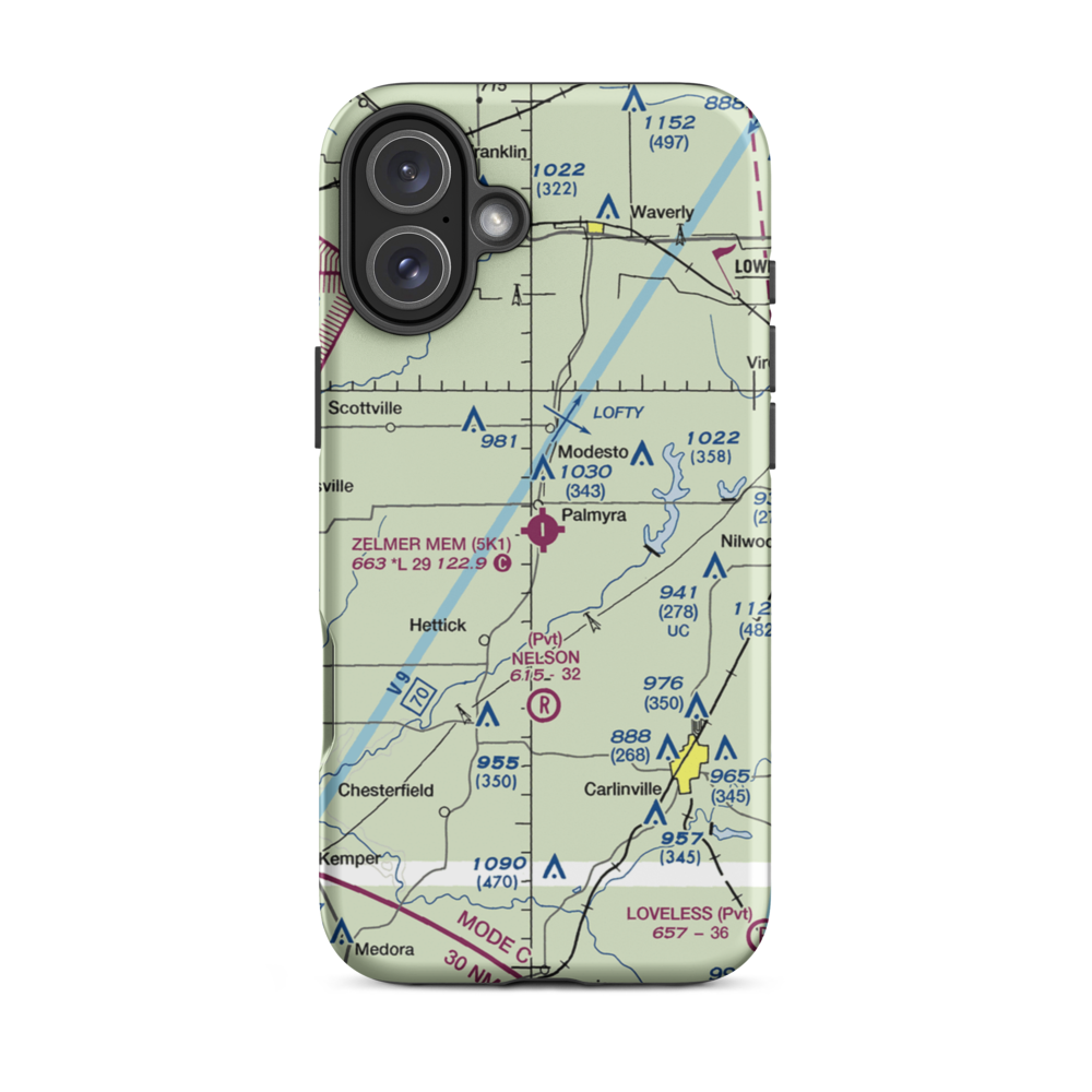 Zelmer Memorial Airpark Inc Airport (5K1) VFR Sectional  Tough iPhone Case iPhone 16 Plus model shown