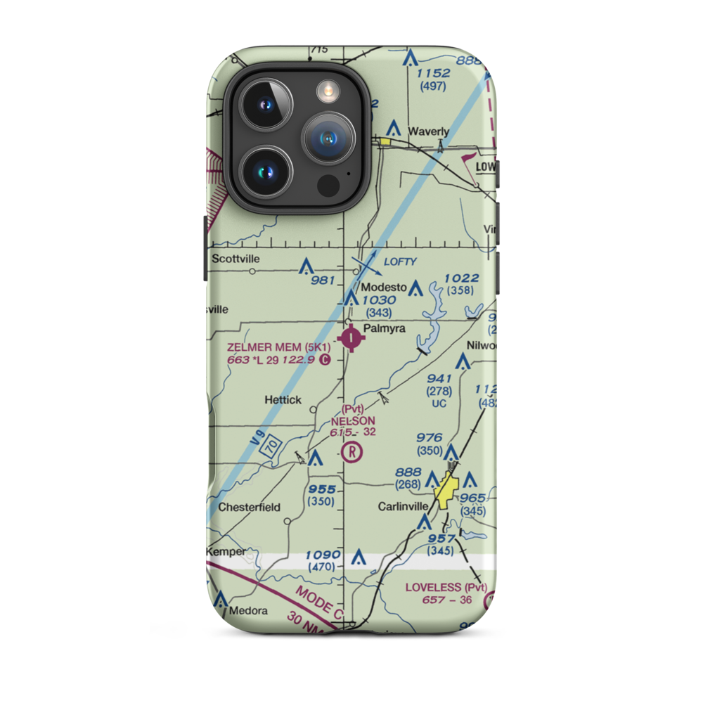 Zelmer Memorial Airpark Inc Airport (5K1) VFR Sectional  Tough iPhone Case iPhone 16 Pro Max model shown