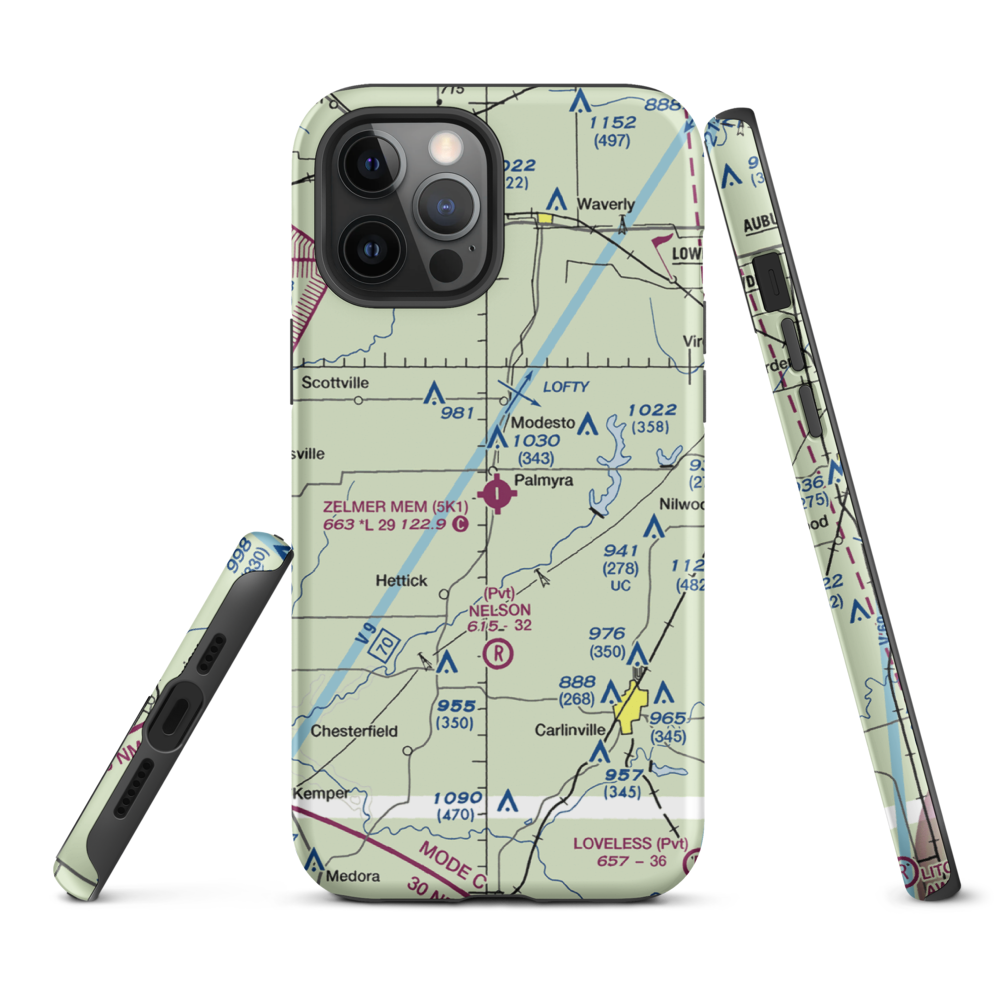 Zelmer Memorial Airpark Inc Airport (5K1) VFR Sectional  Tough iPhone Case iPhone 12 Pro Max model shown