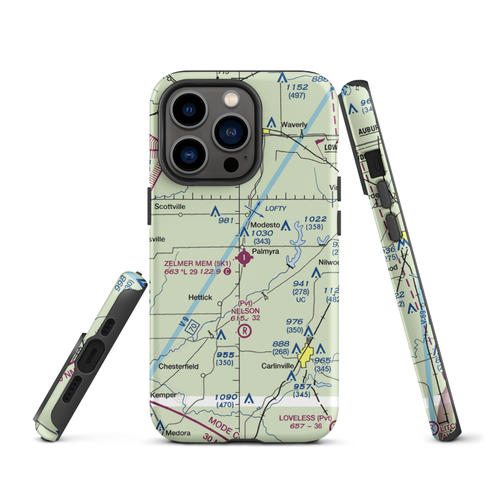 Zelmer Memorial Airpark Inc Airport (5K1) VFR Sectional  Tough iPhone Case iPhone 13 Pro model shown