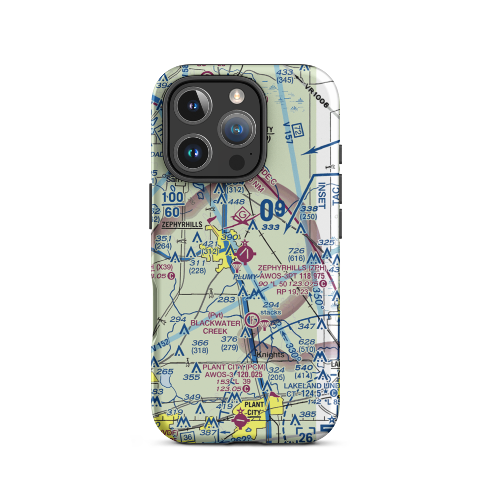 Zephyrhills Municipal Airport (ZPH) VFR Sectional  Tough iPhone Case iPhone 16 Pro model shown