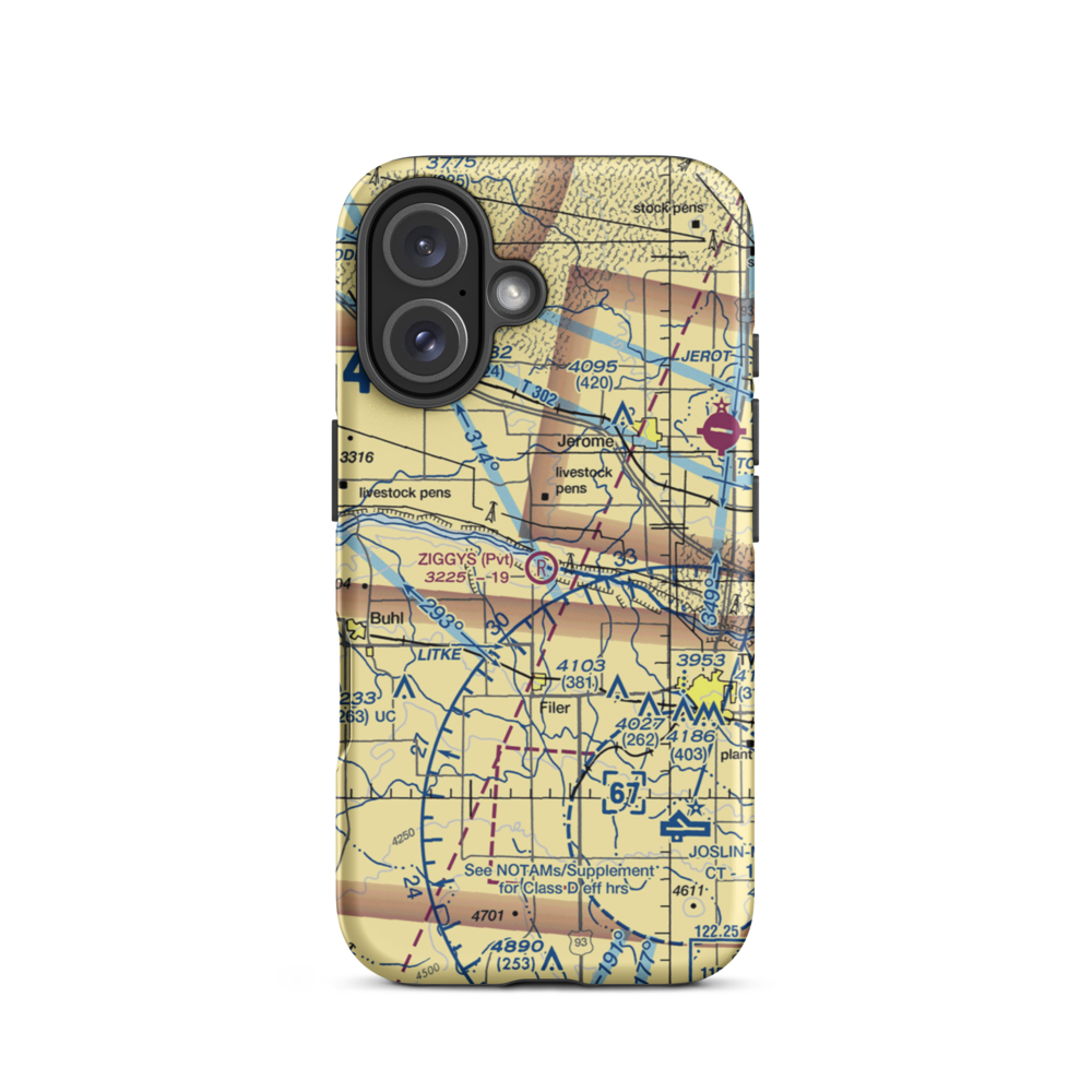 Ziggy's Airport (0ID1) VFR Sectional  Tough iPhone Case iPhone 16 model shown