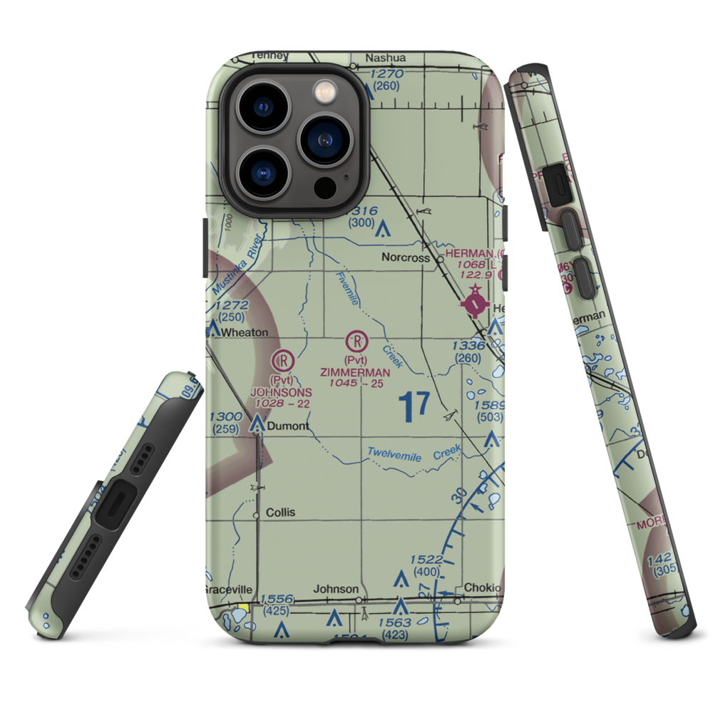 Zimmerman Airport (50MN) VFR Sectional  Tough iPhone Case iPhone 13 Pro Max model shown